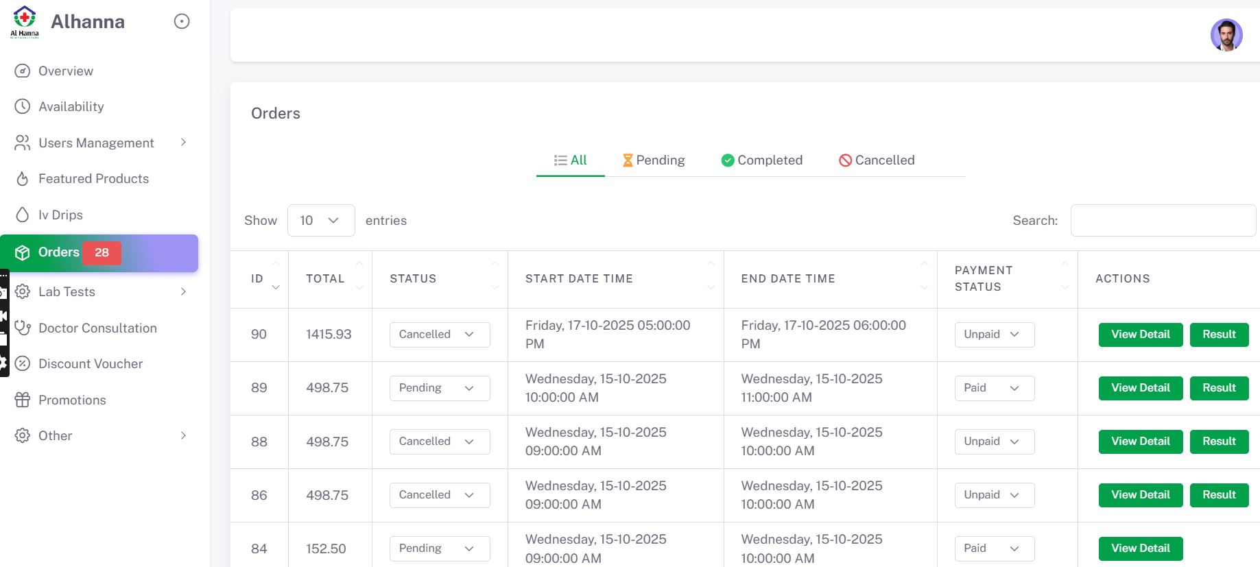 Admin Panel - Order Management