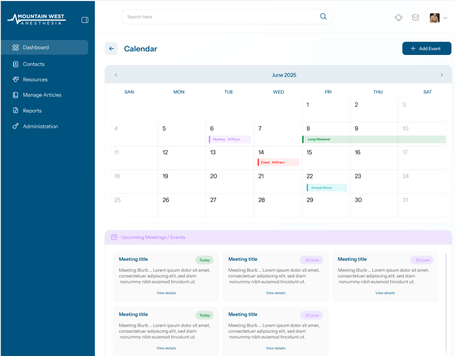 Dashboard & Calendar